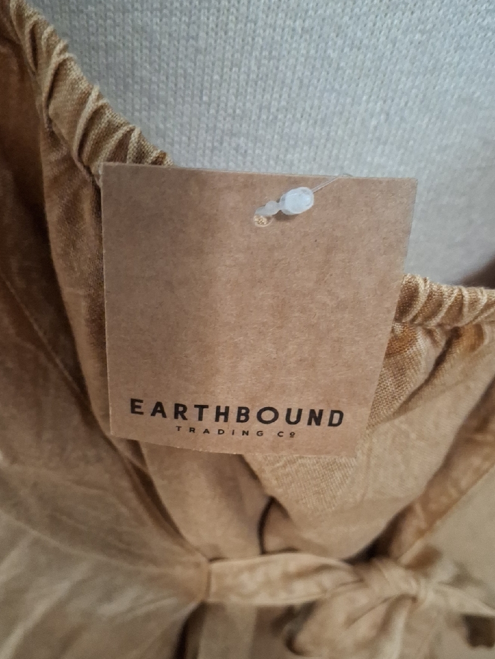 Earthbound-Embroidered Tan Spaghetti-Strap Dress- W Sz XL - Picture 6 of 11